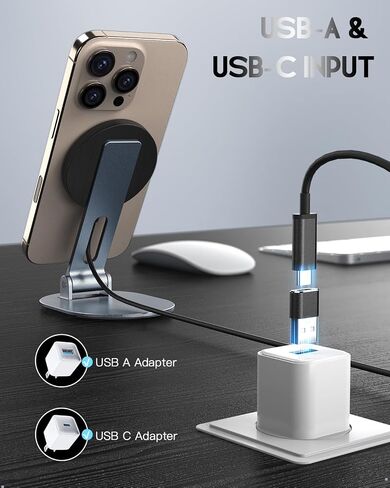 Magnetic Wireless Charger Stand for Mag-Safe Charger, 15W Max Foldable Wireless Charging Stand Made for iPhone 16/15/14/13/12 Series,Fast Mag Safe Charging Pad for AirPods Pro 3 2 (Black) in Kuwait