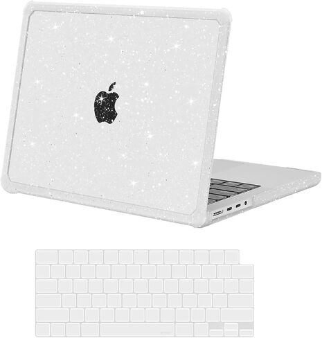 MOSISO Compatible with MacBook Pro 14 inch Case 2025-2021 M4 M3 M2 M1 A3112 A3185 A3401 A2918 A2992 A2779 A2442, Anti-Cracking Heavy Duty Glitter Hard Shell with TPU Bumper&Keyboard Cover, Pink in Saudi Arabia