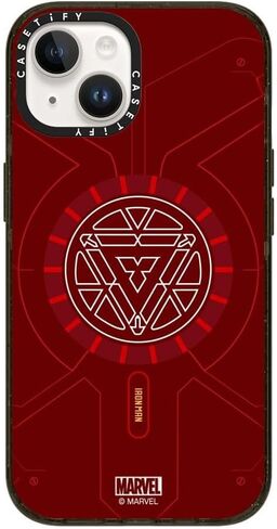 CaseTify Lound iPhone 15 Pro Max Case [Iron Man Co -LAB / 6x Grady Grade Drop تم اختباره / 21.3 قدمًا من الحماية / التوافق مع Magsafe] - Iron Man Blue Print Tech - Red - Clear Black in Kuwait