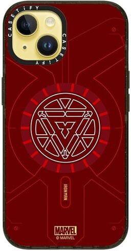 CaseTify Lound iPhone 15 Pro Max Case [Iron Man Co -LAB / 6x Grady Grade Drop تم اختباره / 21.3 قدمًا من الحماية / التوافق مع Magsafe] - Iron Man Blue Print Tech - Red - Clear Black in Kuwait
