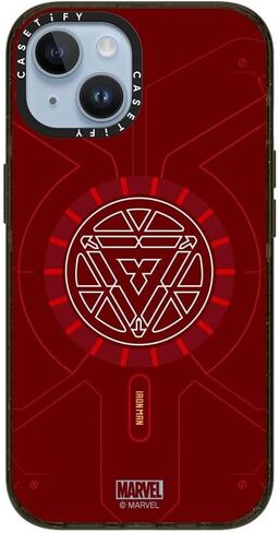 CaseTify Lound iPhone 15 Pro Max Case [Iron Man Co -LAB / 6x Grady Grade Drop تم اختباره / 21.3 قدمًا من الحماية / التوافق مع Magsafe] - Iron Man Blue Print Tech - Red - Clear Black in Kuwait