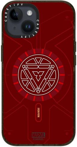 CaseTify Lound iPhone 15 Pro Max Case [Iron Man Co -LAB / 6x Grady Grade Drop تم اختباره / 21.3 قدمًا من الحماية / التوافق مع Magsafe] - Iron Man Blue Print Tech - Red - Clear Black in Kuwait