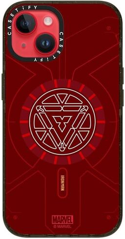 CaseTify Lound iPhone 15 Pro Max Case [Iron Man Co -LAB / 6x Grady Grade Drop تم اختباره / 21.3 قدمًا من الحماية / التوافق مع Magsafe] - Iron Man Blue Print Tech - Red - Clear Black in Kuwait