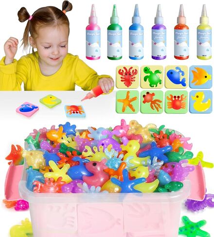 Hrsqu Magic Magic Water Toy Kit - Aqua Elf Water Gel Kit - 100 مل من مجموعات خرافية كبيرة السعة مع 18 حيوانًا بحريًا - هدايا عيد الميلاد للأطفال. in Saudi Arabia