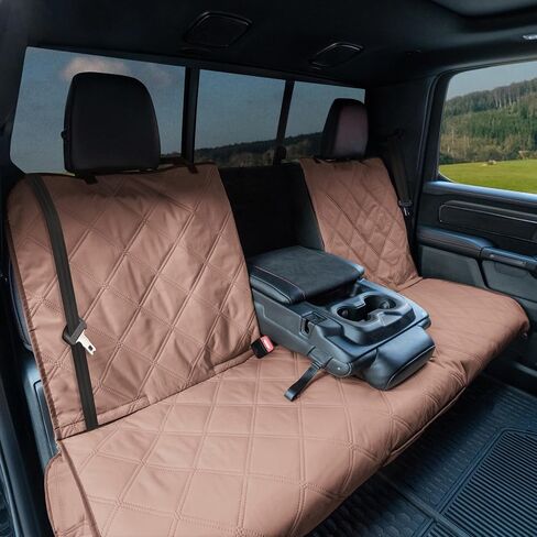 Car Bench Seat Cover for Dogs, Soft-feeling Waterproof Nonslip Pet Back Seat Protector Compatible for F150/GMC Sierra/Tacoma/Ram/Chevrolet Silverado/Tundra Access to Middle Seatbelt Armrest (Black) in Saudi Arabia