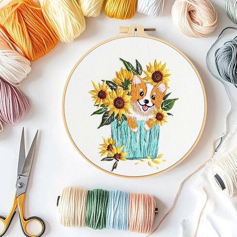 XSYXSLYT 3 Pack Embroidery Starter Kit with Pattern,Rabbit,Hedgehog,Giraffe,Animal Cross-Stitch Set,Women DIY Sewing Hobby,Embroidery DIY Art Kit, 2 Embroidery Hoop,Needlepoint Kits for Adults in Saudi Arabia