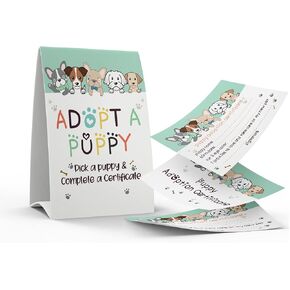 1 Adopt a Puppy Sign & 10 Puppy Adoption Certificate Set, Adopt An Party, Children Birthday Party, Classroom Parties/036B