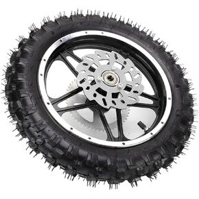 Tbest Wheel Dirt Bike Rear Wheel Rubber Metal 2.5‑10 With Disc Sprocket Bearing Rim Tire Assembly For Mini Pit Bike