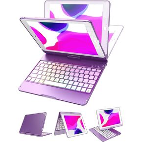 MMK iPad Keyboard Case for iPad 6th Gen 2018, iPad 5th Gen 2017, iPad Pro 9.7, iPad Air 2, iPad Air 1, Backlit 10 Color 360 Screen Rotation iPad Case with Keyboard, Auto Sleep/Wake - Black