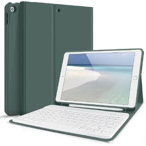 Aoub Keyboard Case for iPad 9th Generation 2021/8th Gen 2020/7th Gen 2019 10.2 Inch, Detachable Wireless Bluetooth Keyboard, Stand Folio Keyboard Cover with Pencil Holder, Auto Sleep/Wake, Black