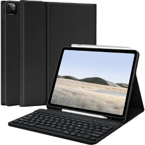 TQQ iPad Pro 12.9 inch 2022 Case with Keyboard, Keyboard case (for 12.9-inch iPad Pro - 6th Generation, 5th/4th/3rd Generation) - with Pencil Holder for 2022 iPad Pro 12.9 (Gray)