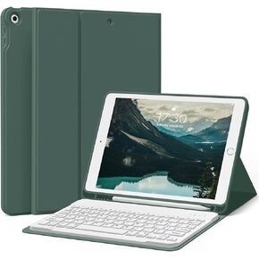 KENKE Keyboard Case for iPad 9th/8th/7th Generation 10.2 Inch 2021/2020/2019, Soft TPU Back Stand Cover Smart Case with Pencil Holder, Magnetically Detachable Wireless Bluetooth Keyboard, Black