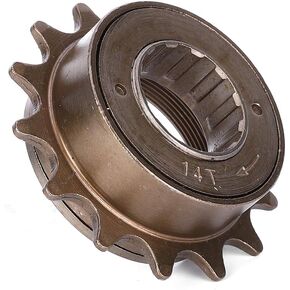 Single Speed Freewheel, Bike Flywheel Sprocket 14T Metal Fixed Gear Bicycle Parts Conversion Kit Threaded Type Freehub Cycling Replacement Bronze Accessory for Mountain Road Folding Bikes