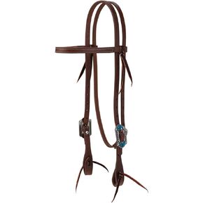 Weaver Leather ProTack Headstall with Designer Hardware, Browband, Turquoise Flower