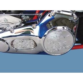 V-Twin 42-0817 3-Hole Flame Derby and Oval Inspection Set Chrome