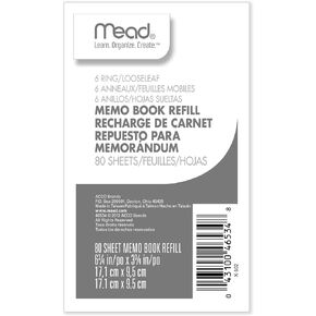 Mead Memo Book Refill, 6 Ring, 3 3/4" x 6 3/4", Pack of 80 Sheets, FBA_46534