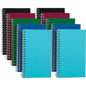 1InTheOffice Wirebound Spiral Memo Books, Memo Pads, 3" x 5", College Ruled, Small Notepad 3x5, Assorted, 75 Sheets/Pad, 10 Pads/Pack