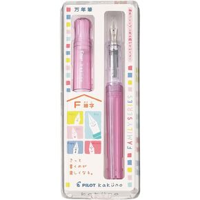 Pilot Fountain Pen Kakuno Family Series Kakuno Girl Clear Pink Fine Point Black Ink FKA-1SR-KGP-F With Kanji LOVE Sticker, 5.15 x 0.59 x 0.78 in