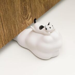 Cute Door Stopper, Cartoon Cat Cloud Door Stop, 1 Pack Decorative Door Wedge for Home and Office Floor, Flying Kitty, White(Patent Registering)