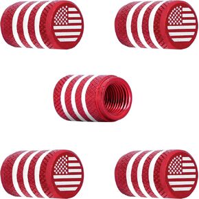 Tire Valve Caps, 5PCS American Flag Car Tire Valve Stem Caps, Black Red, Universal for Sedan, SUV, Truck, Bicycle and Motorcycle (Black)