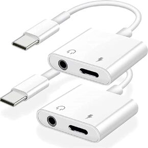 [MFi Certified] 2Pack iPhone 15 Headphone Adapter,2 in 1 USB C to 3.5mm Aux Audio Dongle +Charge Splitter Headphone Accessories Compatible with iPhone15/15Plus/15Pro/15Pro Max/Samsung Galaxy/Google