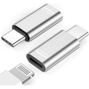 [MFi Certified] Lightning to USB C Adapter, 2 Pack Lightning Female to USB C Male Adapter Connector for iPhone 15/15 Plus/15 Pro/15 Pro Max/iPad Pro/Air/Mini, Support Fast Charging & Data Sync