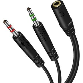 Callez Headphone Splitter for Computer 3.5mm Female to 2 Dual 3.5mm Male Mic Audio Stereo Jack Y Splitter Cable, Headset Audio Splitter for Gaming Headset to Dual-Jack PC Laptop Adapter
