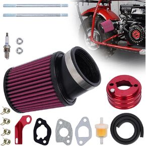High Performance Upgraded 62mm Air Filter Adapter Intake and Spark Plug Kit for Predator 212cc 6.5Hp Baja MB165 & MB200 BK200 BT200X RT200 Mini Bike Go Kart Black