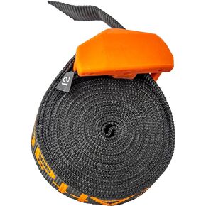 YakAttack Cam Strap - Heavy Duty Polyester Kayak Tie Down with Protective Rubber Buckle, Black/Orange | Kayak Fishing Accessories