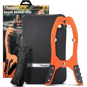 Original® BAX-JAW Kayak Anchor Clamp Grip - Wide 5.25" Self Locking Tension Jaw with Floating Pouch and 15' Paracord 550 Rope, Kayaking Accessories (Corrosion-Proof Steel)