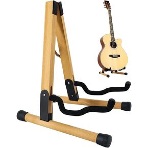 Folding Guitar Stand Portable Wooden Guitar Stand Holder for Acoustic Classical Electric Bass Guitars Banjo Ukulele