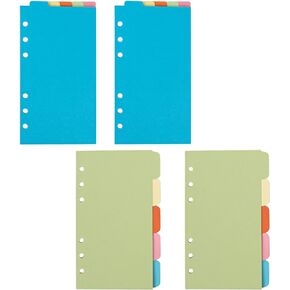 Framendino, 2 Sets A5 Vertical Tabs and Horizontal Paper Divider Index Page Tab Cards for 6-Holes Ring Binders Filofax Notebooks Travel Diary Journal Planner