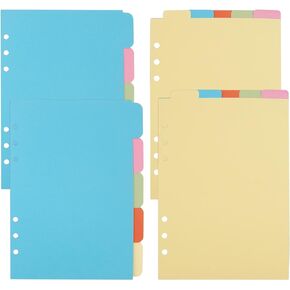 Framendino, 2 Sets A5 Vertical Tabs and Horizontal Paper Divider Index Page Tab Cards for 6-Holes Ring Binders Filofax Notebooks Travel Diary Journal Planner