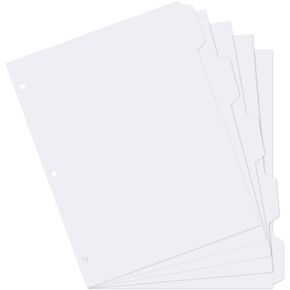 12 Pack 3 Ring Binder Dividers with 8 Tabs, Blank Write On Binder Dividers, 3 Hole Punch Index Dividers, Notebook Binder Dividers, 96 Dividers, Letter Size (White)