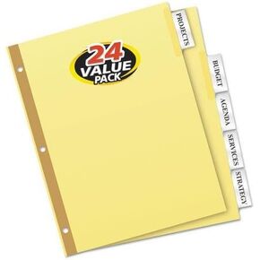 Avery 11113 WorkSaver Insertable Tab Index Dividers, 5-Tab, 8-1/2 x 11, Clear, 24 Sets/Box