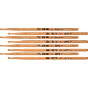 Vic Firth 5ATN Terra Wood Drumsticks, Nylon Tip, 4 Pair Value Pack