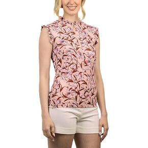 Kastel Denmark Women's Sleeveless Ruffle Tank | 1/4 Zip Athletic Tops | UPF 30+ Protection