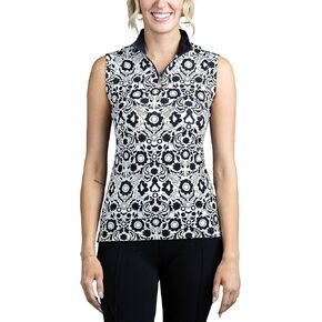 Kastel Denmark Women's Sleeveless Ruffle Tank | 1/4 Zip Athletic Tops | UPF 30+ Protection