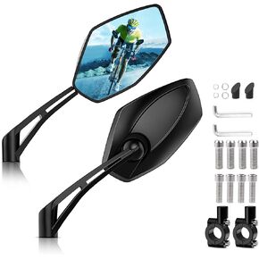 MICTUNING Bike Mirrors - Convex Anti-Glare Blue Lens, ABS Impact-Resistant Mirror, 180 Degree Rotation Adjustable for Bicycles Scooters Bikes - Fits M8 M10 Socket or 22mm Handlebar
