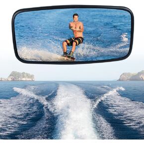 Boat Rear View Mirror 7"x14", Universal Marine Rearview Mirrors, Wide-angle Convex Boat Mirror for Ski Boats Pontoon Boat Water Sport Wakeboarding Surfing with 1/2"-1" Windshield Frames
