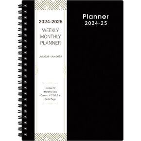 2024-2025 Planner - Weekly & Monthly Academic Planner 2024-2025, From July 2024 - June 2025, 6.25 in × 8.3 in, Flexible Cover, Twin-Wire Binding - Classic Black, Improving Your Time Management Skill