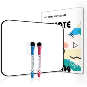 Small Dry Erase White Board 12x8"- Portable and Double Sided A4 Mini Marker Whiteboard Magnetic for Kids Drawing Writing Student School Home Office, Personal Handheld Whiteboard - 2 Magnet Marker Pens
