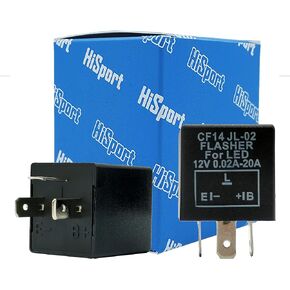 HiSport Led Flasher Relay (CF14) Electronic Turn Signal Flashers for Led Lights Hyper Blink Flash No Flash Problem 2Pack