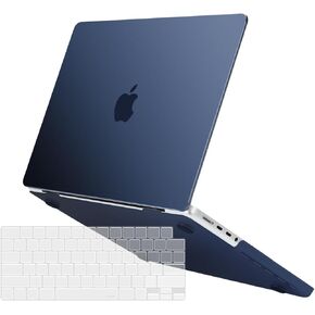 حافظة MOSISO متوافقة مع جهاز MacBook Pro مقاس 16 بوصة إصدار 2023 2022 2021 M3 A2991 M2 A2780 M1 A2485، غطاء صلب من البلاستيك وغطاء لوحة مفاتيح واقٍ من البلاستيك الطبيعي فائق النحافة، أزرق داكن
