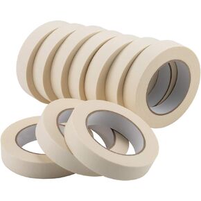 Lichamp Masking Tape 1 inch, 10 Pack General Purpose Masking Tape Bulk Multipack for Basic Use, 1 inch x 55 Yards x 10 Rolls (550 Total Yards)