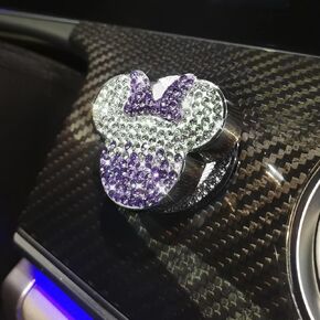 YO&YOYE Bling Cute Car Push to Start Button Cover Accessories, Crystal Rhinestone Girly Car Engine Start Stop Button Cover, Car Decoration Interior Decal Sticker for Women (Cat, Red)