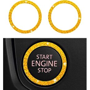 Engine Start Stop Button Bling Ring Cover,Key Ignition Starter & Knob Ring Crystal Rhinestone Cover, Push Start Button Cover Diamond Decor, Car Emblem Badge Sticker Women (2 Rings, Baby Blue)
