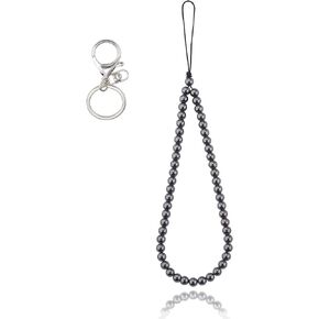 Natural Stone Phone Lanyard Wrist Strap Gemstone Bead Phone Charm Anti-Lost Lanyard String for Keychain Phone