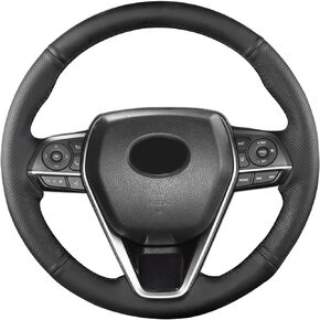 Hand Sewn Steering Wheel Cover,Fit for Toyota RAV4 SUV 2019-2021 / Avalon 2019-2021 / Camry 2018-2021 / Corolla 2020-2021,Non-Slip Breathable Microfiber Leather Steering Wheel Cover On Wrap