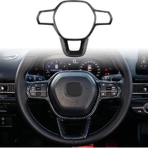 Thenice for 11th Gen Civic Steering Wheel Accessories Interior Decoration for Honda Civic 2022-2024, CR-V/HR-V/Accord 2023 2024-Carbon Fiber Grain